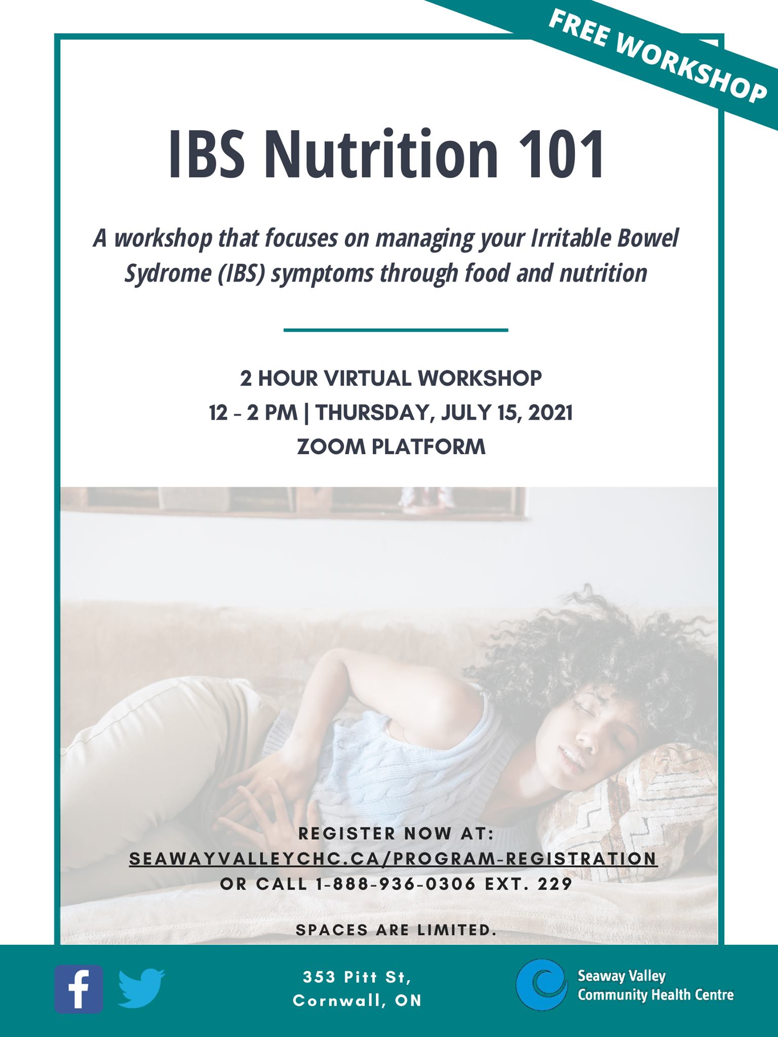 Seaway Valley Community Health Virtual IBS Nutrition Workshop Poster