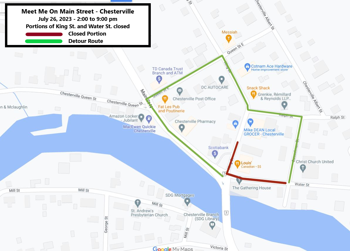 Chesterville MMOMS Road Closure Map