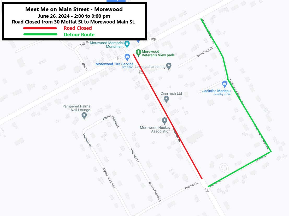 Meet Me on Main Street Morewood Map