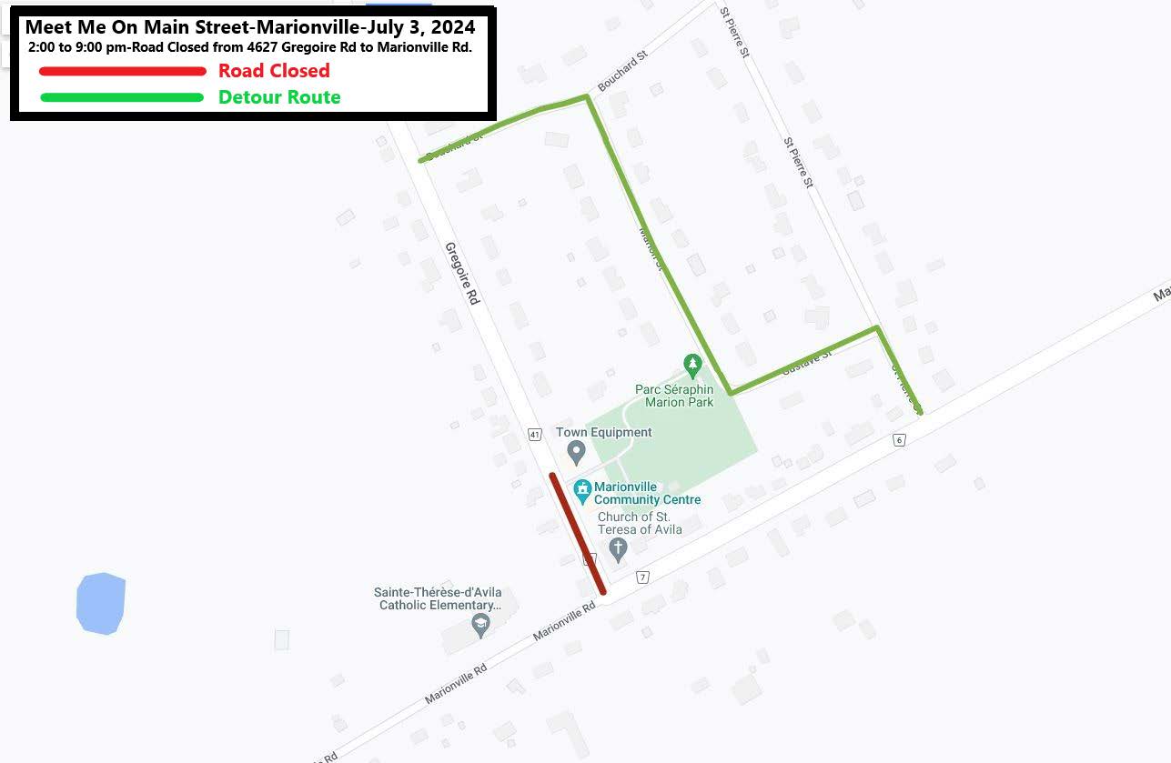 Road Closure Map for Meet Me on Main Street Marionville