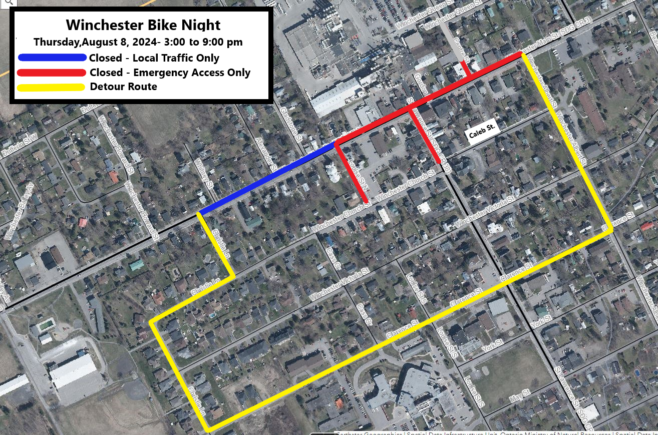 Road Closure Map August 8 Bike Night