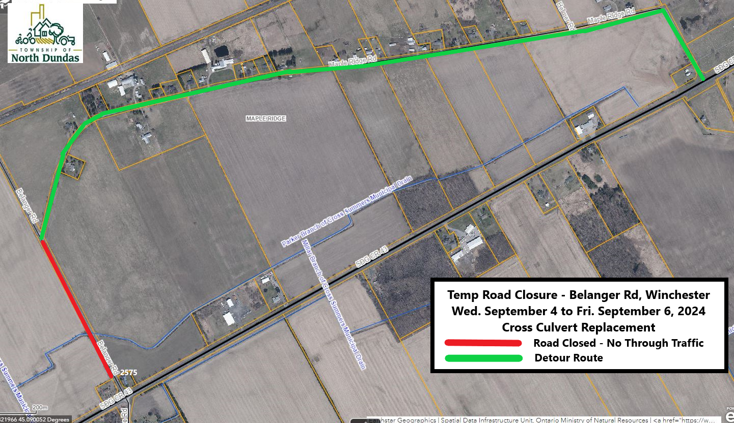 Belanger Road Closure Map 