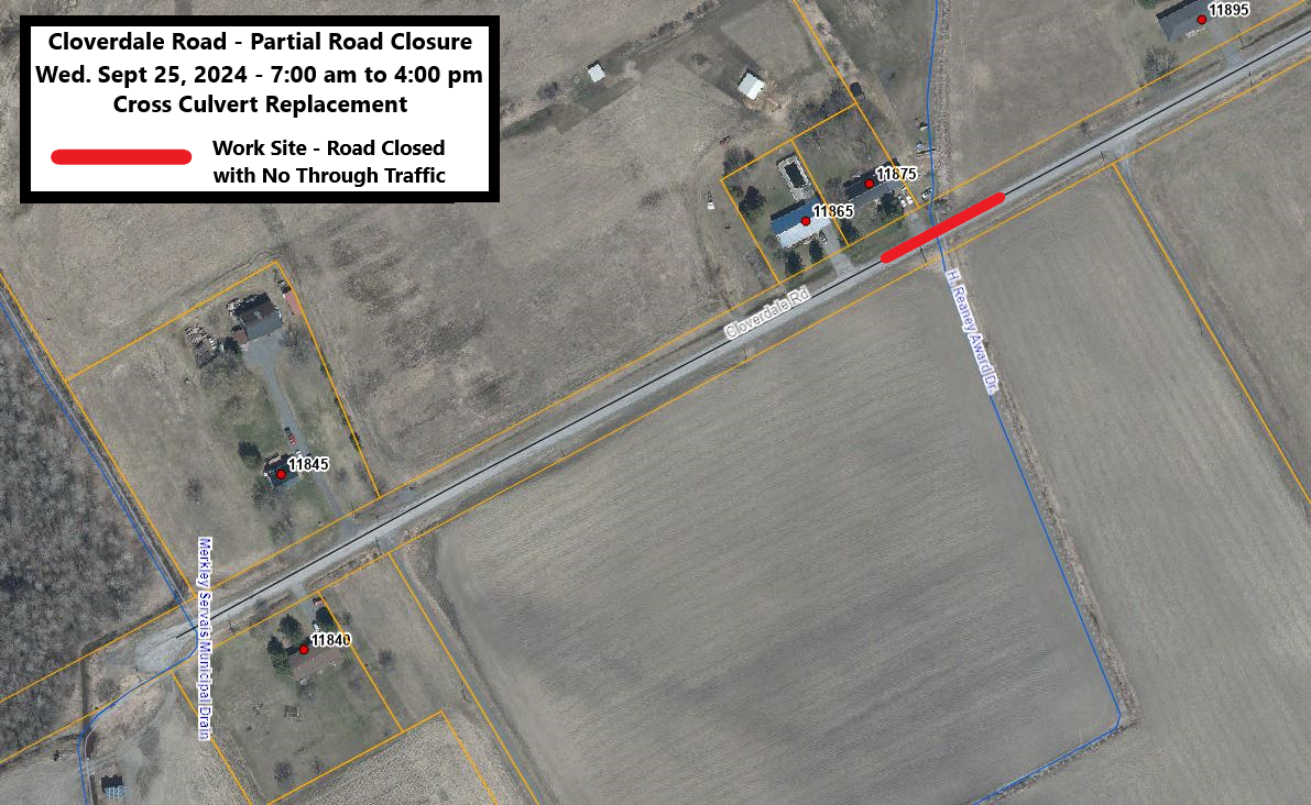 Road Closure Map for Cloverdale Road