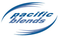 blue and white Pacific Blends logo