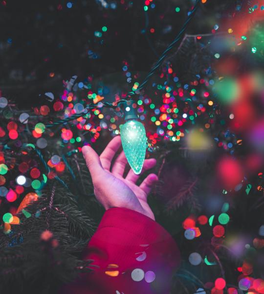 Touching Christmas lights