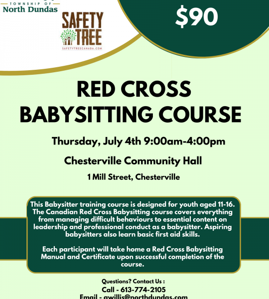 Red Cross Babysitting Course Poster
