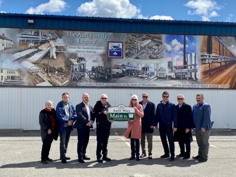 A group shot from the unveiling of the Ault Way ceremonial street signs. 