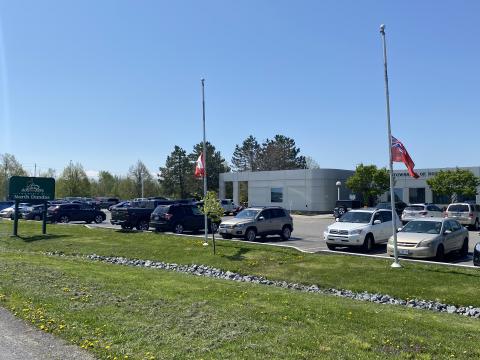 Township flags at half mast