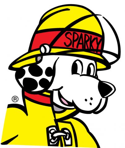 head shot of sparky the fire dog cartoon